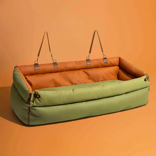 Luxury Dog Beds Faux Leather Dog Car Seat Booster Double Seats Pet Car Seat Bed with Safety Buckle Customized LOGO Pet Beds