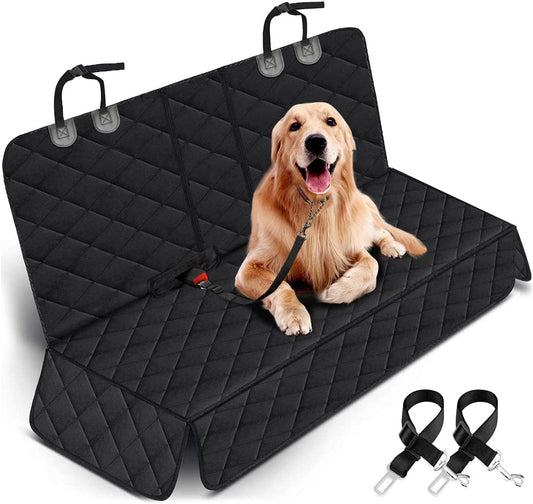 Premium Waterproof Dog Car Seat Cover - Non-Slip Bench Protector for Back Seat, Compatible with Most Cars, Trucks, and SUVs - Black