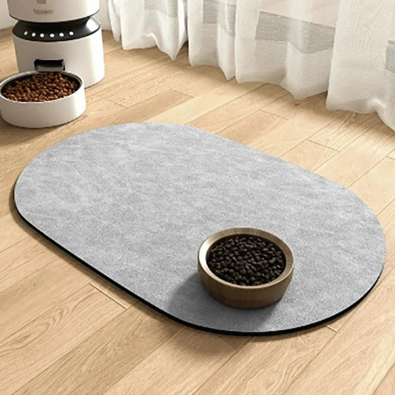Oval Pet Feeding Mat Absorbent Pet Placemat for Cats Dogs Non-Slip Dog Water Dispenser Mat Quick-Dry Cat Feeding Mat Pet Supply