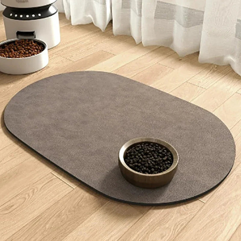 Oval Pet Feeding Mat Absorbent Pet Placemat for Cats Dogs Non-Slip Dog Water Dispenser Mat Quick-Dry Cat Feeding Mat Pet Supply